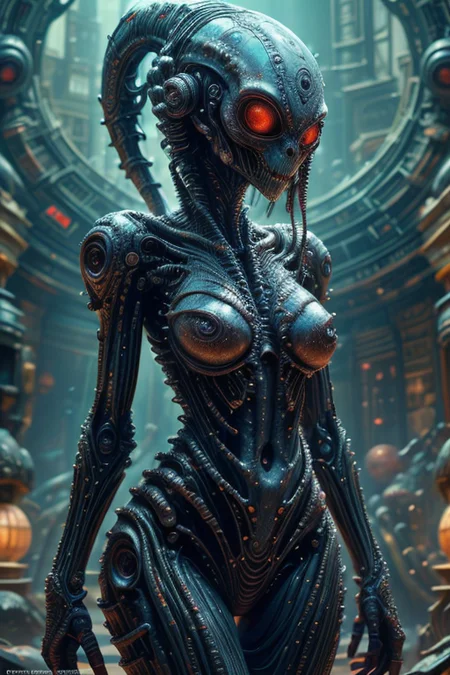masterpiece,best quality,absurdres,high details,8K,photorealistic,amazing body,at distance,cowboy shot,thigh gap,1girl,necromancer,<lora:detail_slider_v4:3>,<lora:Concept_-_Hella-sthetic_v2:0.7>,<lora:Concept_-_Giger-ish_Alien_v1:0.3>,bigbadejo alien_monster,<lora:ral-alienzkin:0.3>,alienzkin,alien skin,alien,science fiction,, intricate, elegant, highly detailed, symmetry, magical atmosphere, sharp focus, majestic, very coherent, radiant, advanced, cinematic, artistic, fine detail, winning, beautiful, stunning, dramatic light, designed, rich deep colors, perfect professional background, ambient, tailored set composition