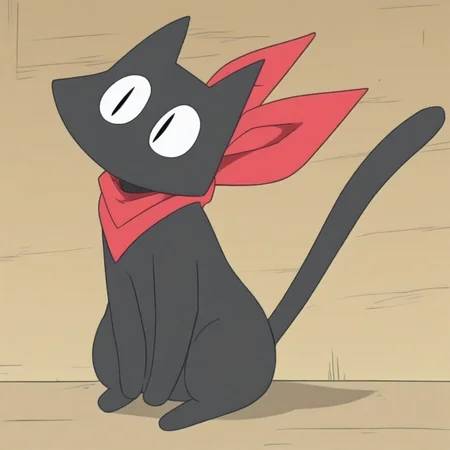 black cat, red bandana, black fur,