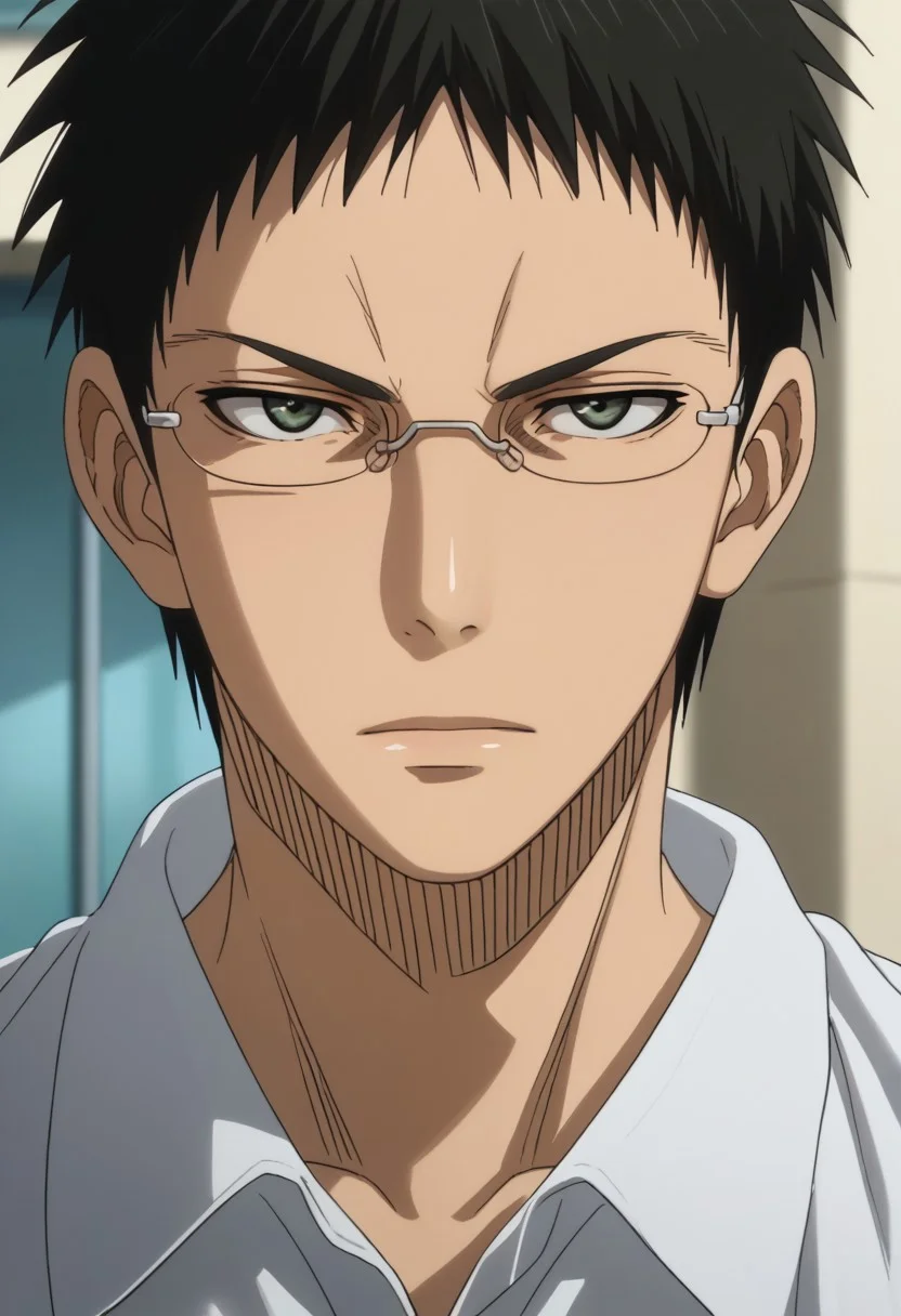score_9, score_8_up, score_7_up, source_anime, rating_safe, HyugaKB, black Hyuga hair, grey Hyuga glasses, black Hyuga eyes, 1boy, male focus, anime screencap,