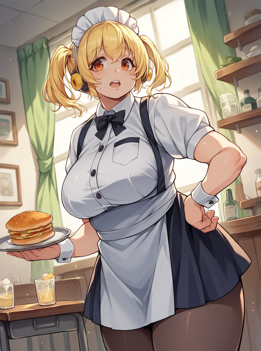 score_9, score_8_up, score_7_up, source_anime, solo, 1girl, super pochaco, blonde hair, (plump:0.8), waitress, <lora:pochaco_PDXL-000001:1>
