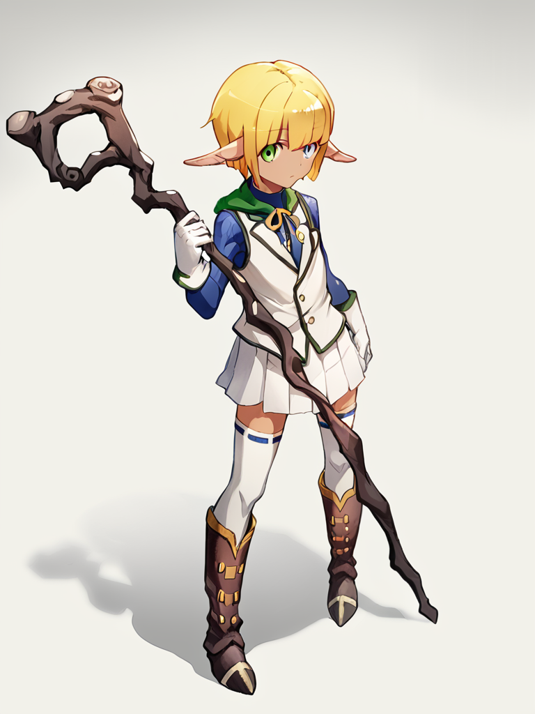 score_9,score_8_up,score_7_up,olo,<lora:overlord:1>,otoko_no_ko, long_sleeves, standing, white_thighhighs, zettai_ryouiki, solo, green_capelet, ribbon_trim, heterochromia, male_focus, blue_shirt, full_body, dark_elf, transparent_background, pleated_skirt, official_art, white_skirt, ribbon-trimmed_thighhighs, white_gloves, 1boy, holding_staff, mare_bello_fiore, boots, artist_request, white_vest