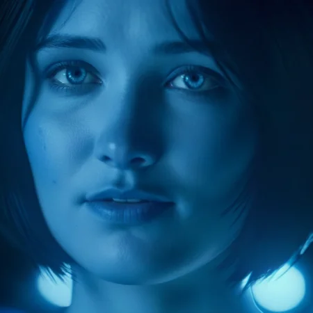 cinematic film still of <lora:Cortana Halo:1.2>
Cortana Halo a woman with perfect teeth and perfect blue eyes and awesome face is on looking at something, shallow depth of field, vignette, highly detailed, high budget, bokeh, cinemascope, moody, epic, gorgeous, film grain, grainy