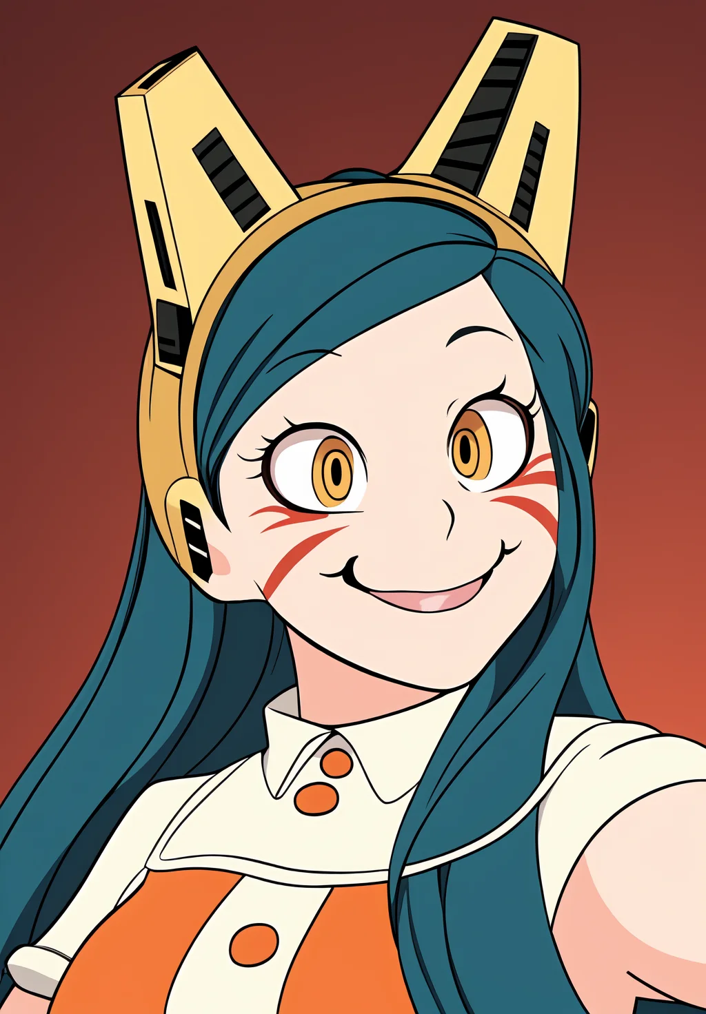 <lora:ragdoll:0.8>, ragdoll, (masterpiece, best quality,perfect lighting), 1girl, solo, smirk, portrait,  action pose, dress, headgear, makeup, whisker markings,
