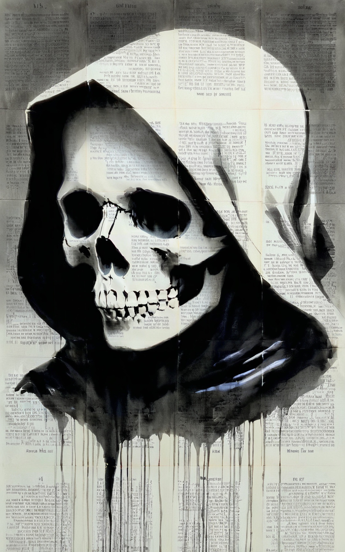 the grim reaper, death, skull, by LOUI JOVER, signature, newspaper background, monochrome,
<lora:LOUIJOVER#SXDL1.0#by Loui Jover#v2.00#-000006-rs.sv_fro.0.999-nr.0128:0.85>