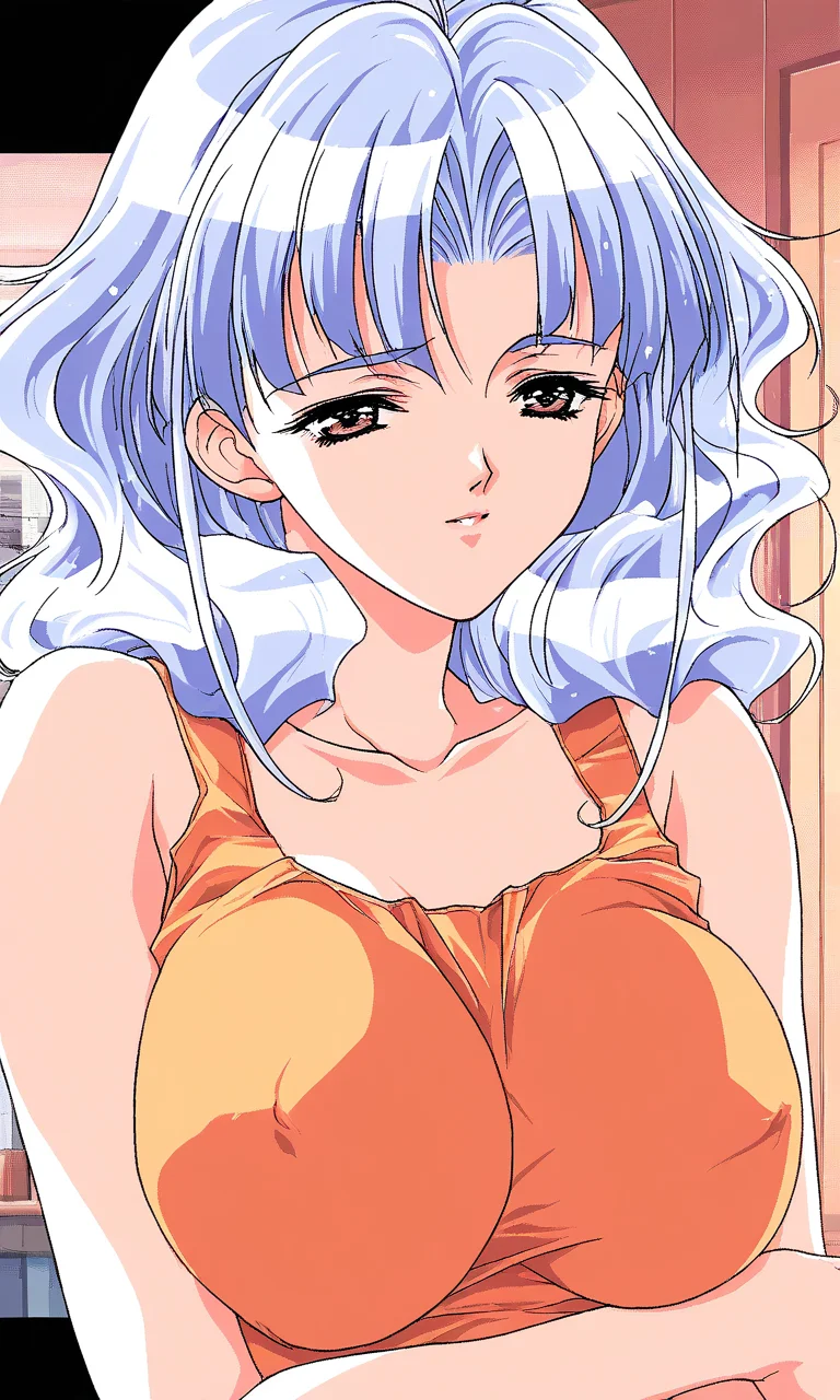 masterpiece, best quality, absurdres, official art, official style, general BREAK <lora:Namura_Keiko_Hizumi_IS:1>
Namura_Keiko(Hizumi), 1girl, solo, huge breasts, long hair, blue hair, brown eyes, 
1girl, solo,  upper body, 
collarbone, oekaki, brown eyes,  orange shirt,