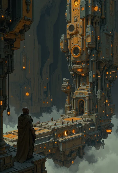 Cyberpunk concept art. Medium shot. An African female warrior in a shipsuitstands on a military spaceship. Painterly. Soft brushstrokes, golden accents. Ambient lighting with complementary colors. Deep shadows, misty atmosphere. 8k resolution, cinematic film still, futuristic architecture, sci-fi illustration, avant-garde, digital art, high contrast, vibrant colors. Wcol style