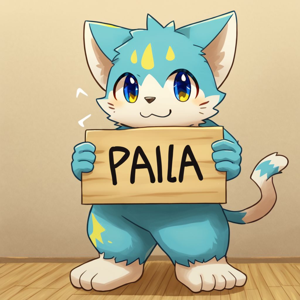 lv1rubili, zPDXL2, furry, anthro, cute, kemono, male focus, solo, cat with sign that says text:"mung bean", score_9, score_8_up, male, full body, digital art, highly detailed, lv1rubili, full body, smile face, looking at viewer, standing to viewer, full view,