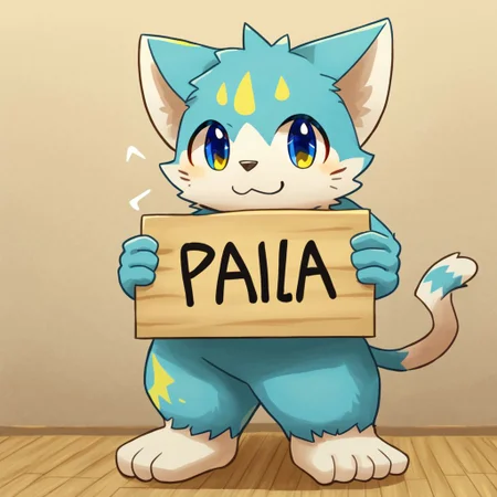 lv1rubili, zPDXL2, furry, anthro, cute, kemono, male focus, solo, cat with sign that says text:"mung bean", score_9, score_8_up, male, full body, digital art, highly detailed, lv1rubili, full body, smile face, looking at viewer, standing to viewer, full view,