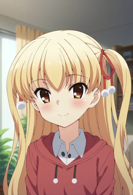 score_9, score_8_up, score_7_up, score_6_up, score_5_up, score_4_up , anime coloring ,BREAK source_anime, anime,
miut, miuhood, red dress, ribbon, hair ribbon, <lora:PonyXL MiuT V3:1>
looking at viewer, smile, upper body
indoors, living room,