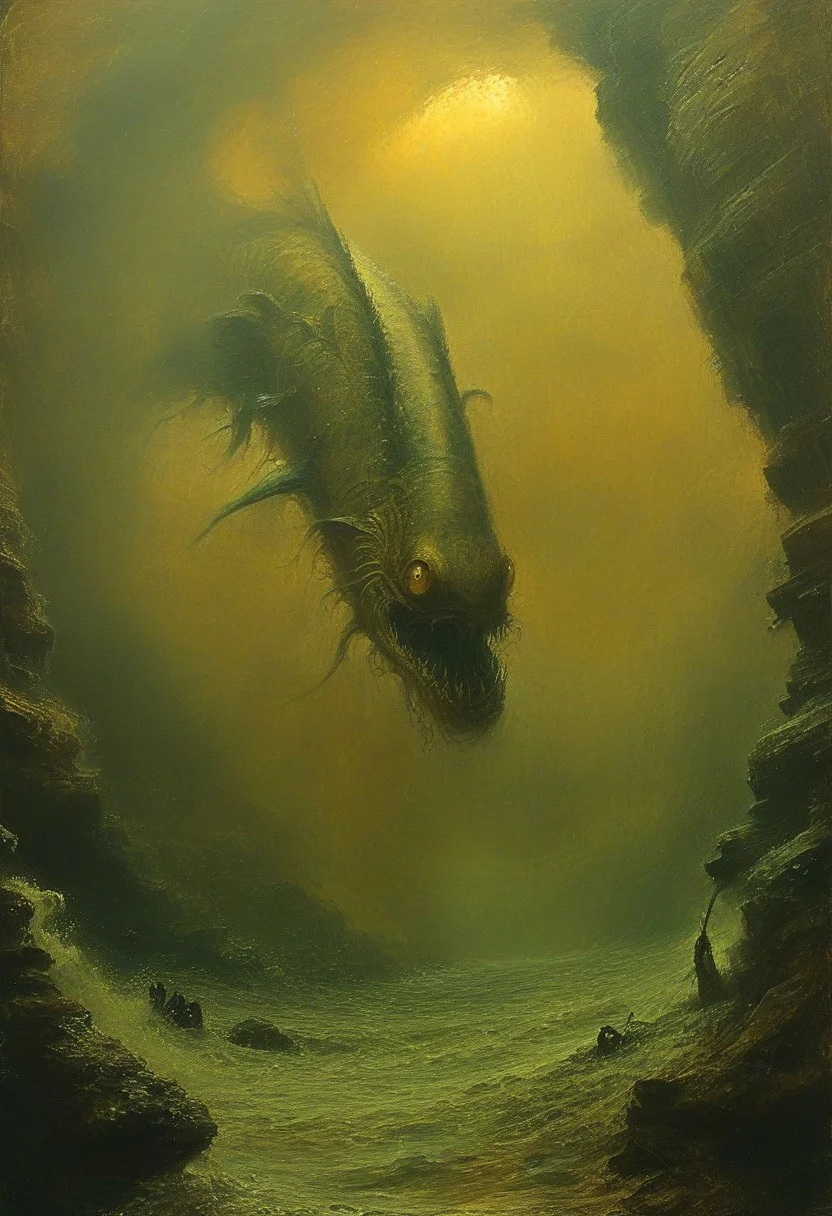 best quality, masterpiece, absurdes, surreal, painting, (pov:3), (front view, fisheye, close-up, zoomed:3.5), leaviathan attack u, incoming attack, (looking at viewer:1.3), (underwater:1.8), (open mouth:1.2), massive sharp teeth, glowing eyes, evil, glow, light particles, glossy, contrast background, Intricate and detailed concept art, horror \(theme\), fear atmosphere, creepy, madness, despair, insanity, rage, in the depths of your worst nightmares and horrors, gloomy, unsetting, darkness, chiaroscuro, glowing, contrast lighting, mysterious atmosphere, eerie atmosphere, caustics, refraction, Sharp focus, dramatic lighting and cinematic lights by Ridley Scott, color contrast, artistic, Franz Marc, range murata, Boris Vallejo, ultra detailed, no humans <lora:aesthetic:0.4> <lora:Desolation:0.3>
<lora:Leviathan_XL:0.9> leviathan a sea monster <lora:d\EnvyZoomSliderXL01:2.5>
<lora:XSfenlie:0.5> fenliexl, mixed media, surrealism <lora:tbh295-sdxl:0.35> style of H. R. Giger <lora:sdxl_lora_beksinski:0.3> digital artwork by Beksinski <lora:Illustration_Insanity:0.5> <lora:TheWeirdies:0.35> TheWeirdies, animal focus, <lora:tbh219-sdxl:0.2> style of John Kenn Mortensen
Long grasping tentacles
underwater
under water
underwater