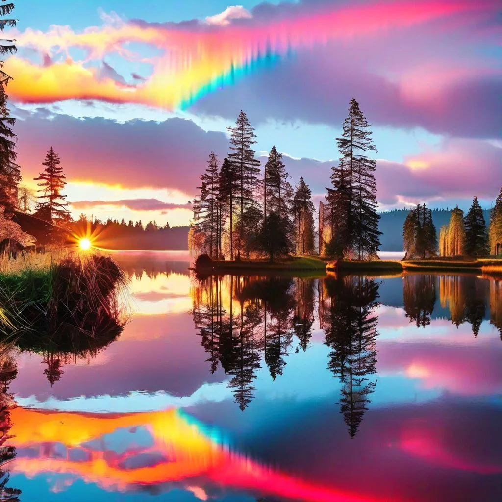 Experience the mesmerizing beauty of iridescence as it dances across the surface of a shimmering lake, reflecting a rainbow of colors in the sunlight