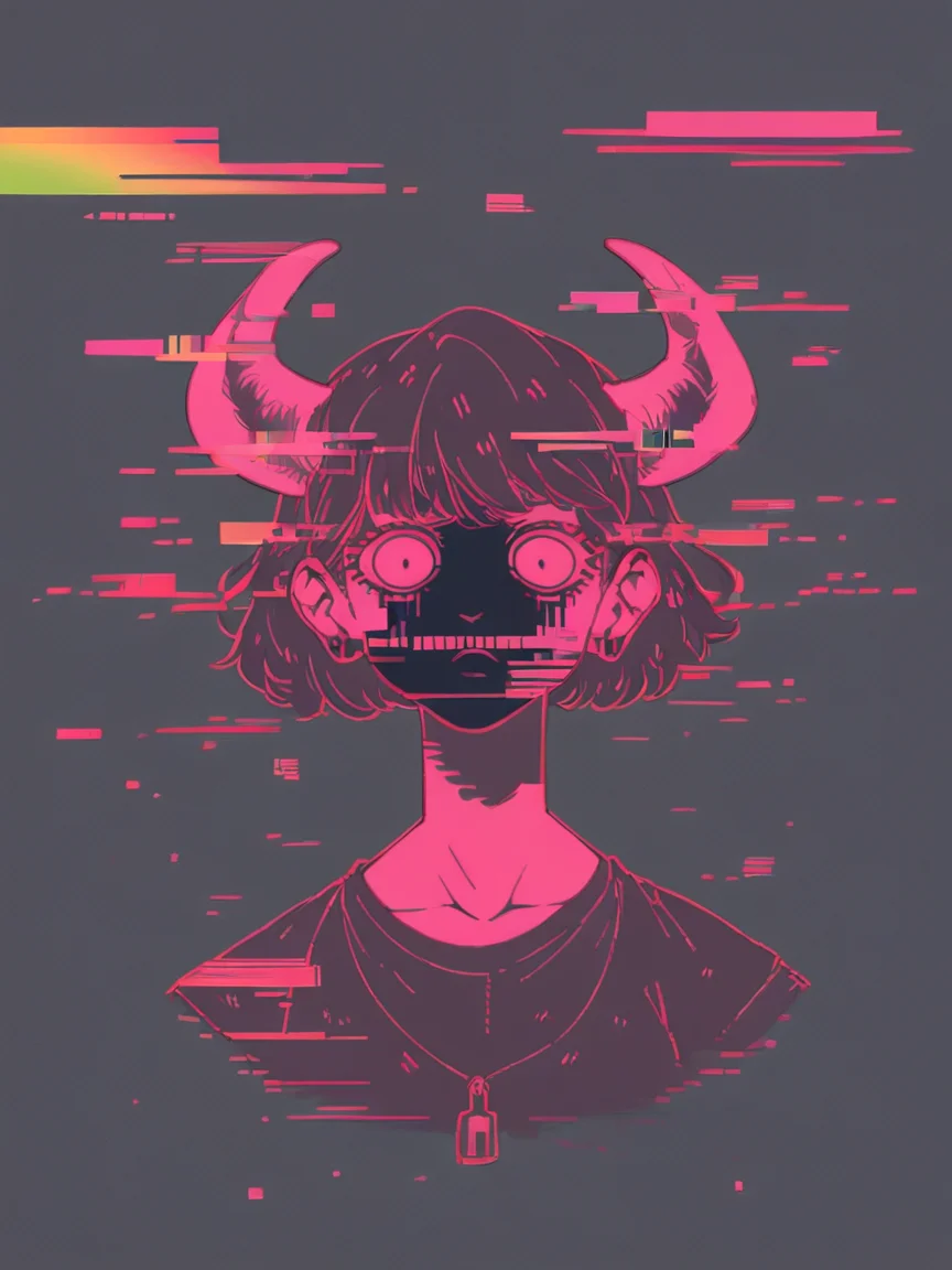 score_9, score_8_up, score_7_up, score_6_up, score_5_up, score_4_up, <lora:gl1tchXLP:1> gl1tch, 1girl, glitch, portrait, angel, horns, noise, curvy, pinup, full body,