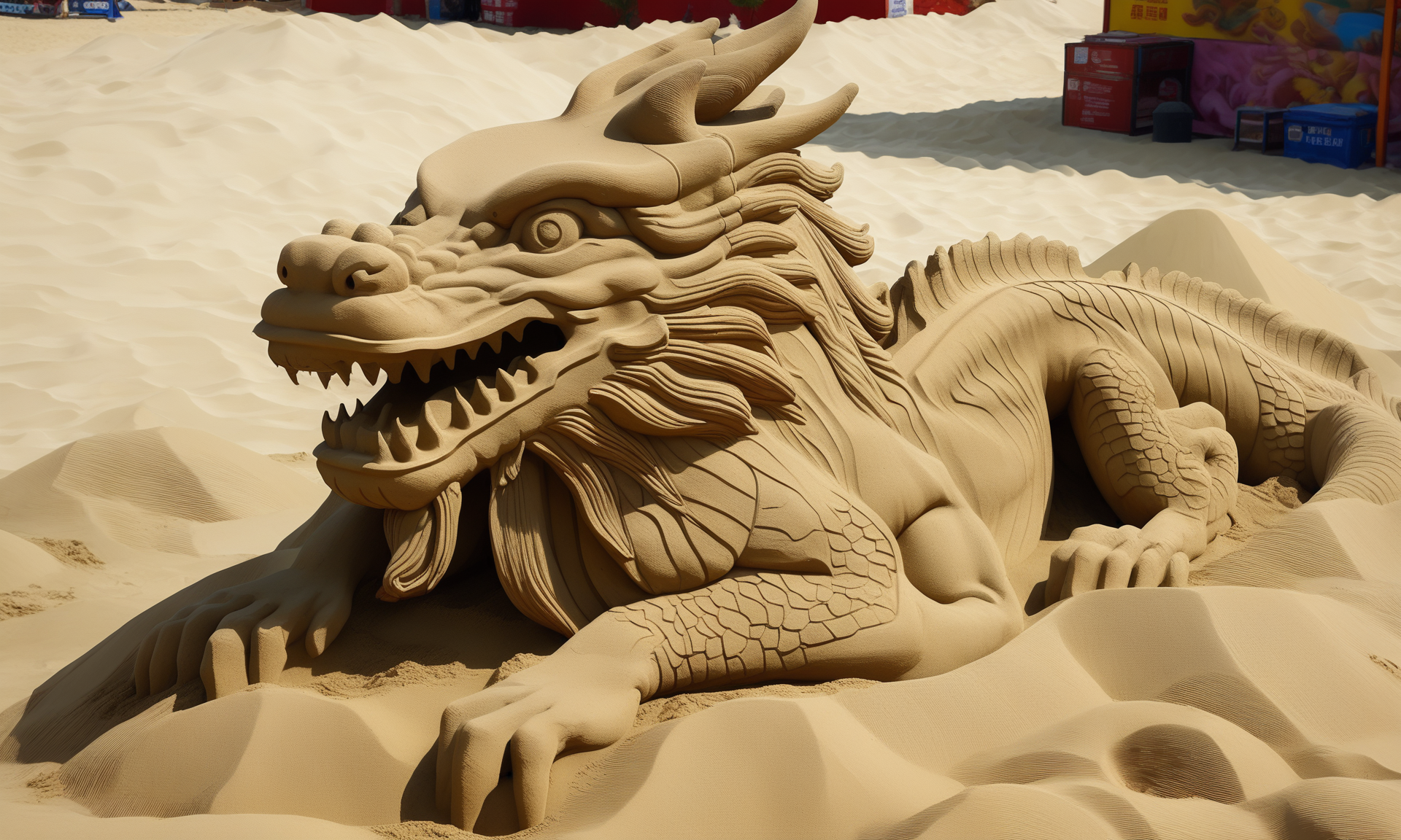 <lora:sandsculpturecd_xl-000006:0.8>,a statue of a chinese dragon made of sand on sandbeach,full body,sandsculpturecd_xl,sand sculpture,outdoors,chinese zodiac,cutie,cute,still life,animal statue,front view,facing viewer,looking at viewer,fine art,(Unbelievable Digital Artwork:1.3),CGSociety,ArtStation,master works, 8K, HDR, UHD, masterpiece, best quality, highly detailed, high resolution, finely detail, extremely detailed, ultra detailed, wallpaper