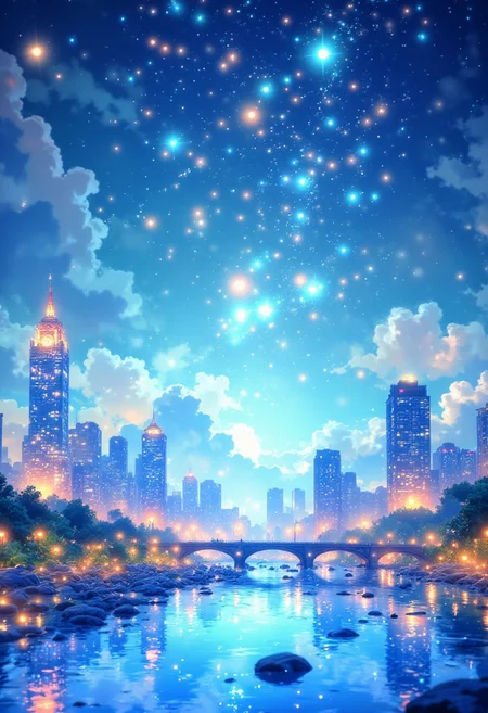 Guangzhou Skyline Under a Cosmic Sky
"Guangzhou’s skyline shimmers beneath a brilliant star-filled sky, with the Canton Tower glowing in shifting neon hues. The Pearl River mirrors the dazzling cityscape, while the constellations above create a surreal contrast to the modern city. A soft mist lingers on the horizon, making the skyline appear like a futuristic dreamland under the night sky."