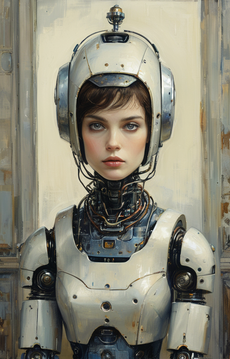 masterpiece,best quality,<lora:tbh379-sdxl:0.6>,illustration,style of jeanne du Maurier
 portrait of Housework robots
