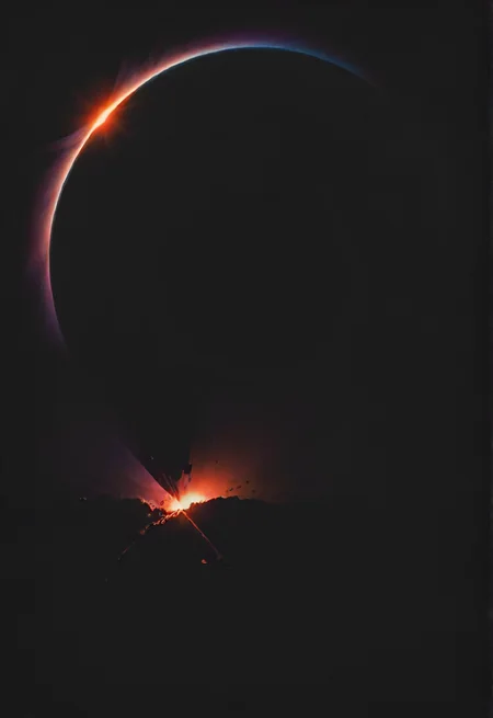 a dark building at night colliding with a colorful eclipse, misaligned, detailed, shadows, atmospheric, impact, (BOOM!:1.3) <lora:- SDXL - vant_blk_contrast_V2.0:0.8> <lora:- SDXL - otclillsn_impossible_geo_V1.0:0.8> otclillsn