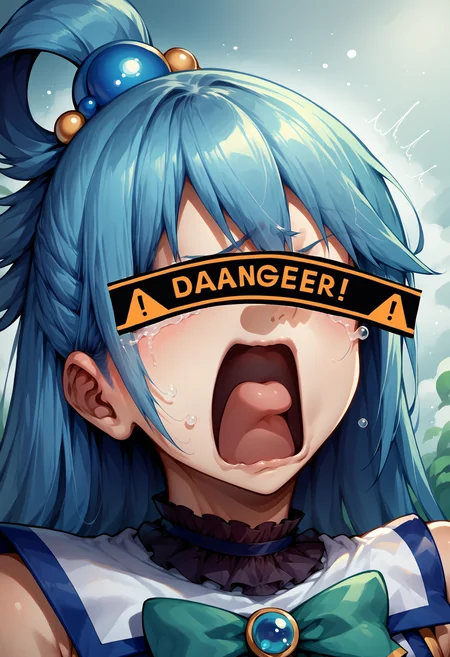 score_9, score_8_up, score_7_up, source_anime, 1girl, DangerCensor, identity censor, <lora:DangerEyeCensor_XLPD:1.2>, upper body, <lora:concept_aquascreaming_ponyXL:0.9> aquascreaming, screaming, open mouth, crying with eyes open, aqua \(konosuba\), blue hair,