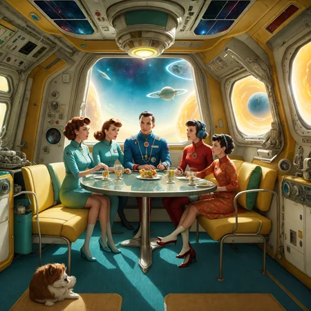 family living on a large spacious space station orbiting earth carpeting large windows controls levers (AtomPunkStyleSD15:1.0)
(masterpiece:1.5) (painting:1.1) (best quality) (detailed) (intricate) (8k) (HDR) (wallpaper) (cinematic lighting) (sharp focus)
