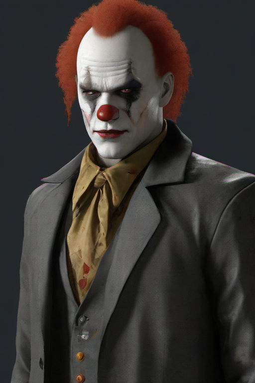 masterpiece,high quality,portrait upper body,
 <lora:PE_Hitman47:0.8>  PEHitman,
wearing a clown costume