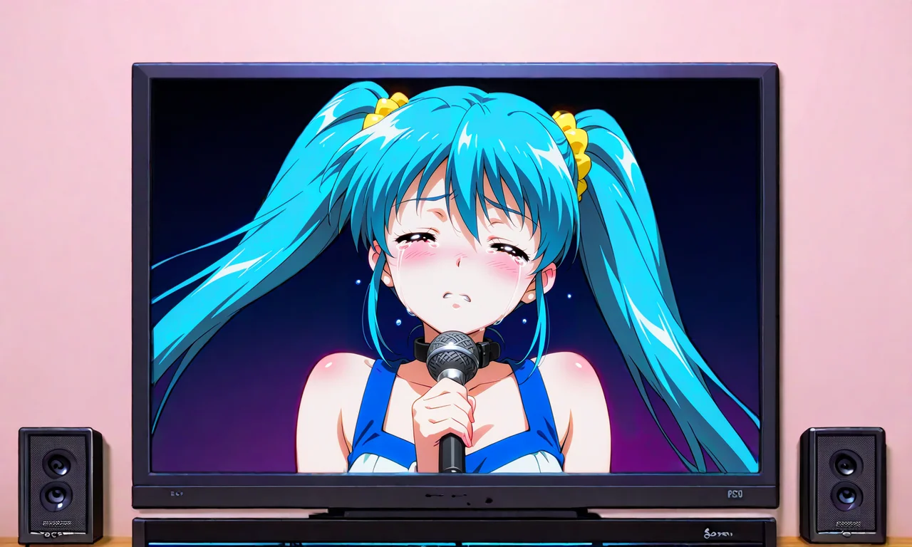 [generated by waiNSFW_v120:100]
idol, anime coloring, idol costume, 4K, BREAK
 <lora:scrg-IL_v3:1.2> scrg, on screen, BREAK
scrsx,
sing idol, having mic,
hyper ejection,  
speaker,
 torogao,
censored,
beautiful face, best quality,
