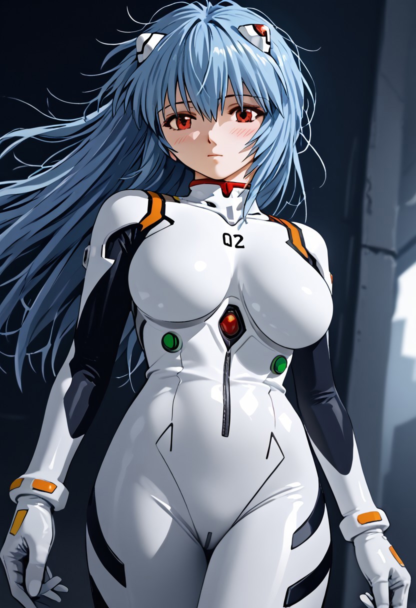 score_4,score_5,score_6,score_7_up,score_8_up,score_9 ((masterpiece,best quality,ultra detailed,highres,HD,4k:1.2)), 
1 girl,solo,girl forcus,solo forcus,
(large breast,giant breast:1.2),1 cute girl,solo, ayanami_rei,rei ayanami, blue hair, ((long hair, Messy Hair:1.2)),red eyes, bodysuit, headgear, plugsuit, neon_genesis_evangelion, white bodysuit, outdoor,jitome, half closed eyes, narrowed eyes, expressionless,blush,