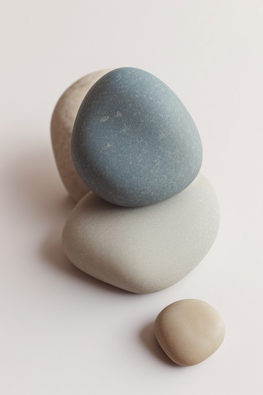 , a rock in white room, simple background, white background, pebble