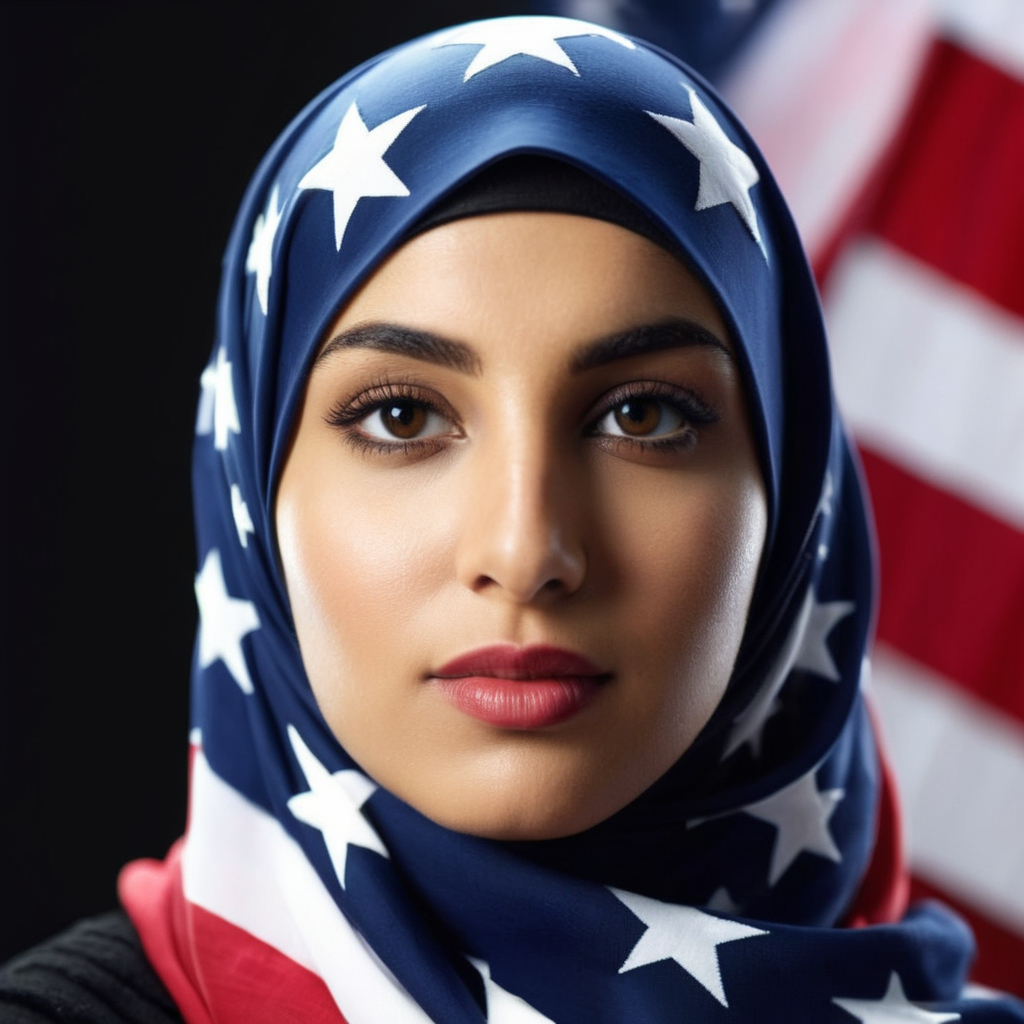 UHD, 4k, ultra detailed, cinematic, a photograph of  <lora:hijab:1>
Cinematic Film Style
a woman wearing a hijab and american flag scarf hijab style, epic, beautiful lighting, inpsiring