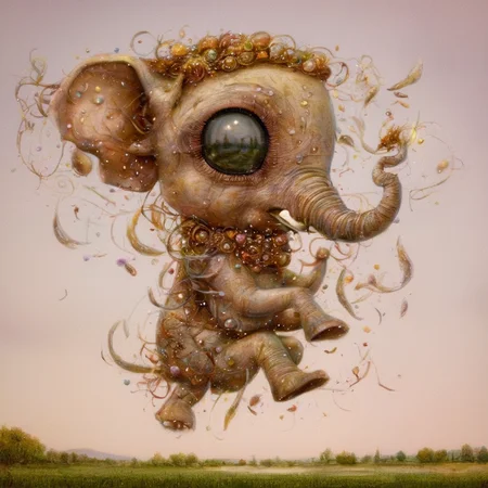 <lora:SDXL_Style_by_Naoto_Hattori_Sa_May_V4:1> Style by Naoto Hattori a elephant