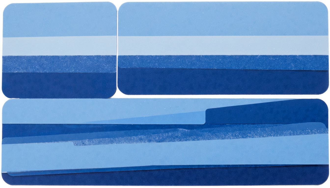 plastkort, an ocean landscape (made from:1.3) single light blue and dark blue colored (rectangular plastic cards), <lora:Plastkort_epoch_8:1>