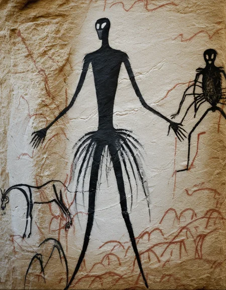 cavepaintinglora, painting of a slenderman