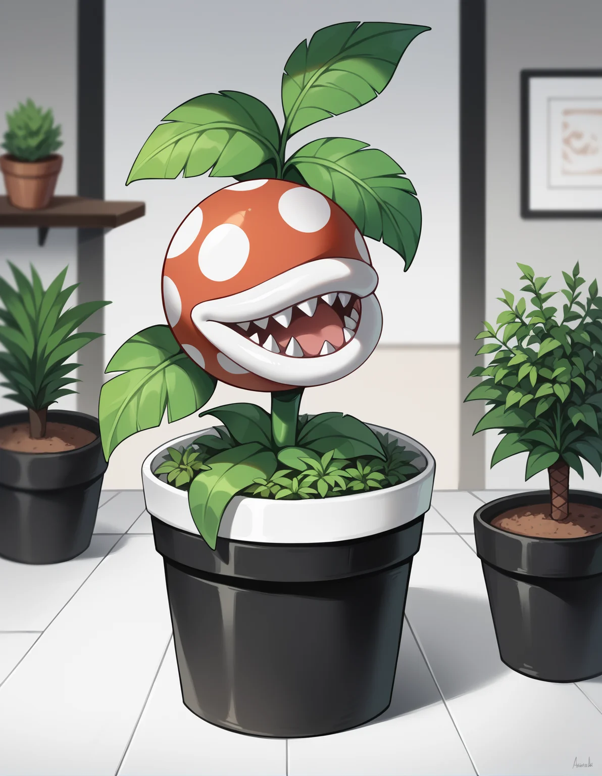 score_9, score_8_up, score_7_up, score_6_up, score_5_up, score_4_up, source_anime, rating_safe, BREAK, <lora:piranhaPlantXL_LoRA-C3Lier_AdamW_Dim4_Alpha4_UN-3e-4_TE-1.5e-4_6batch_ponyDiffusionV6XL_v6StartWithThisOne:1>, piranha plant, plant tentacles, no humans, potted plant