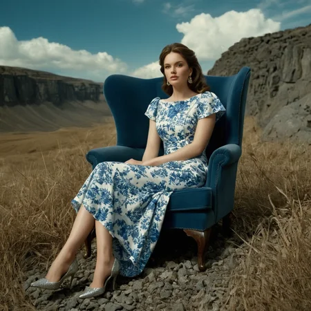 breathtaking, glamorous photo of <lora:glamour photography style:0.8> sharp detailed
<lora:add-detail-xl:1>1
<lora:TeethXL:1>
<lora:eyetune:1>
An award winning Glamour photo of a woman sitting in a chair on a rocky field,1girl,solo,brown hair,dress,jewelry,sitting,short sleeves,earrings,outdoors,sky,shoes,day,pants,cloud,high heels,chair,wide shot , cinematic photography, film style, kodak film style, kodak motion picture, sharp, detailed, film color, different colors, detailed color, detailed background, detailed environment, creative, different, unique, awesome, hdr, high quality, 8k, film saturation, film contrast, Celluloid film, film still, film skintone color, movie still, cinematic light, different lighting, glamour photography style, high fashion, luxurious, extravagant, stylish, sensual, opulent, elegance, stunning beauty, professional, high contrast, detailed, award-winning, professional, highly detailed