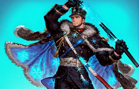 <lora:pose_unsheathing_katana:1>, ((unsheathing katana, holding sword, arm up,)),
<lora:face_Edwin__Alchemist_Code-000004:.7>, tagatameedwin, 1boy, black hair, dark blue eyes, short hair, solo, male focus, manly, bara, mature male, muscle body, shako hat, fur trim, snowflakes pin, coat, aiguillette, shirt, sash, gloves, glowing pattern, tassel, pants, boots,
cowboy shot, 
(very short hair, beard, bara, mature, facial hair, stubble, beard, full beard, sideburn, beard, a lot of beard, ), facial hair,male focus, muscular male, muscular male, bara, mature,  bara, mature, aixiwuganda_(20222192), very awa, masterpiece, best quality, absurdres, newest, perfect quality, detailed background, intricate details,
<lora:slider_Body Type_alpha1.0_rank4_noxattn_last:3><lora:Anime Summer Days 2 Style SDXL_LoRA_Pony Diffusion V6 XL:.6><lora:slider_cfg_scale_boost:.7><lora:Artist6p:.55>, Artist6p, Artist04p,<lora:slider_il_brightness_slider_d1:-1><lora:slider_il_contrast_slider_d1:-1><lora:slider_DarkSlider1.2_alpha1.0_rank16_full_300steps:-.6><lora:slider_contract_controller_illus01_v1:.5>,