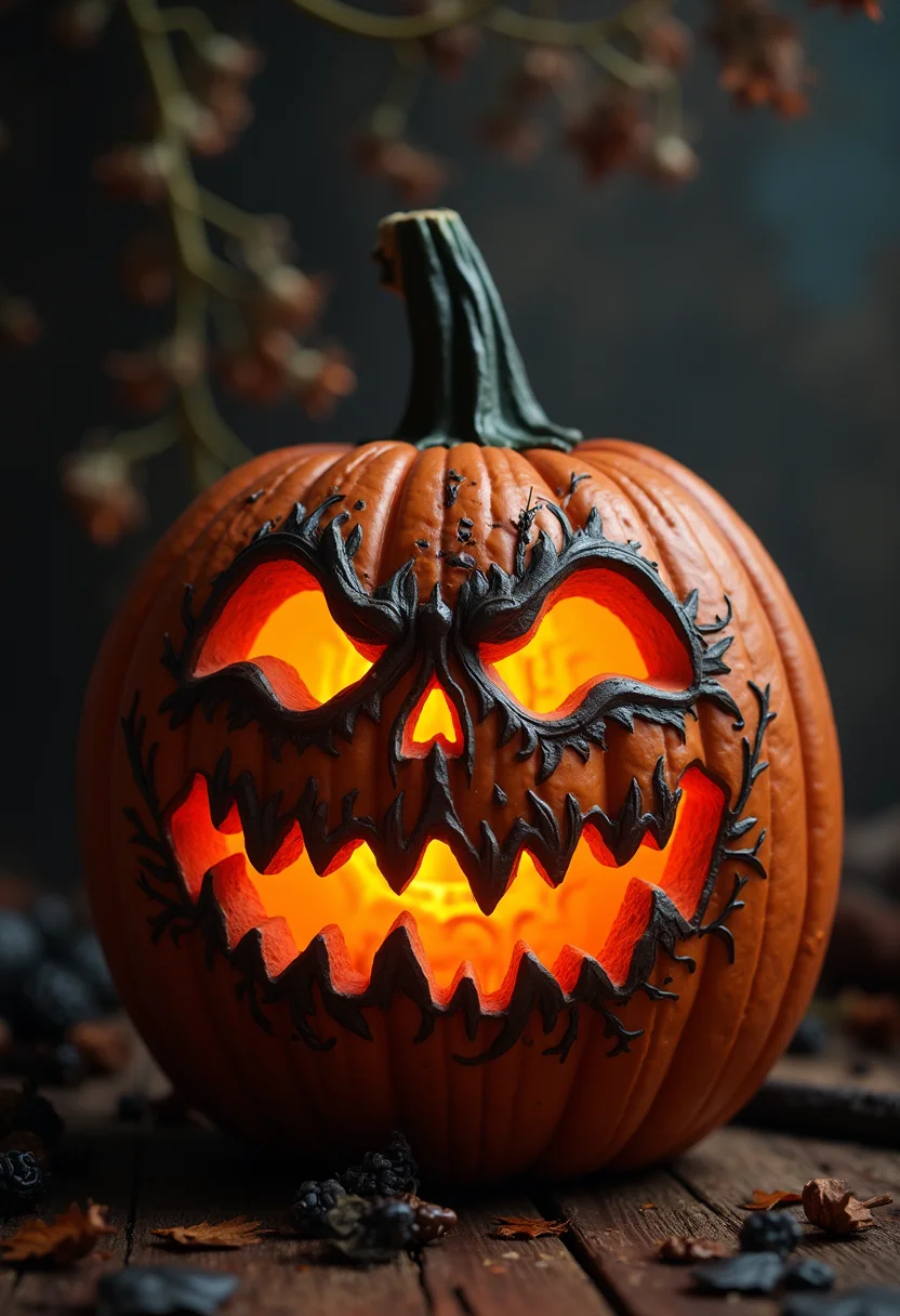 realistic, high quality, ultra detailed, halloween theme, pumpkin, sfw, PG-rated<lora:FLUX\Enhancer\FluxDFaeTasticDetails.safetensors:0.6:0.6>