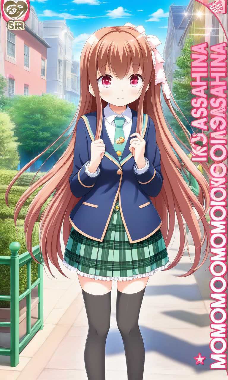 <lora:MomokoAsahinaSDXL:1>, momoko, momo, full body, standing, looking at viewer, outdoors, city,