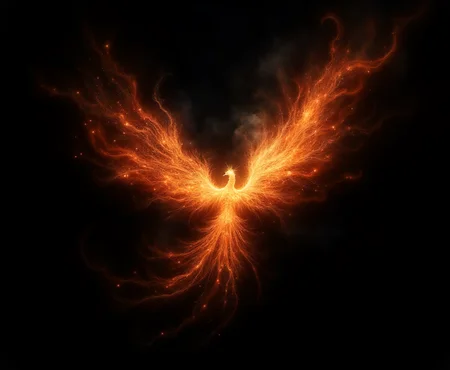 singular intricately flowing light strands against a black background, swirling particles, abstract graphics, contours of a burning phoenix, concept art, flowing light, glowing dust, magical outline
