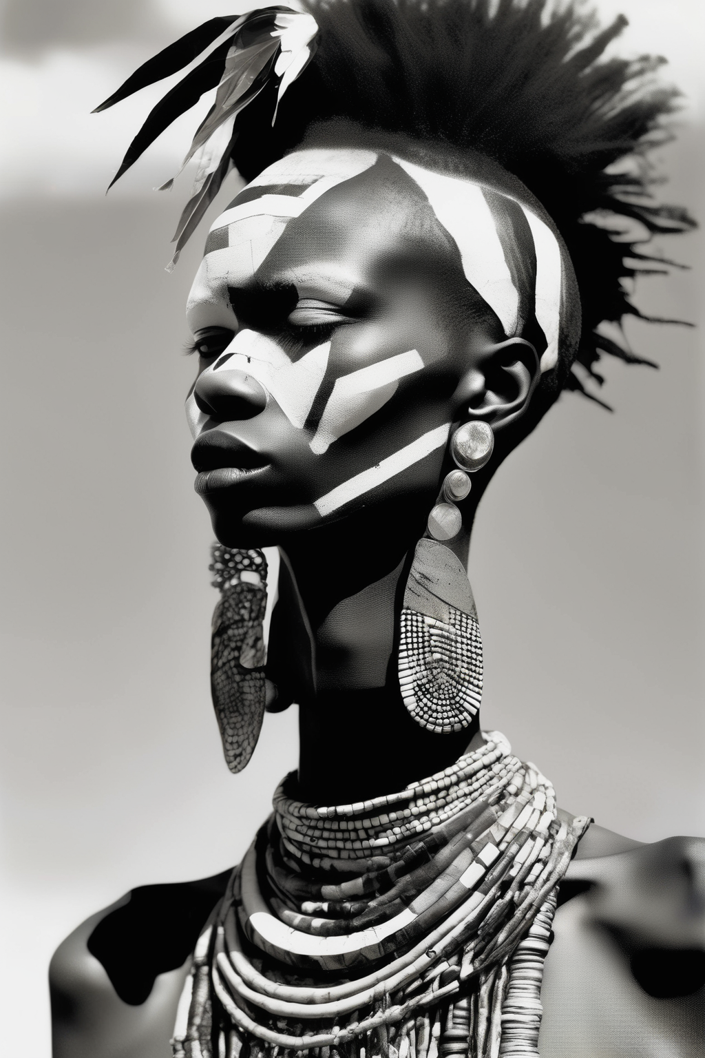 <lora:Zanele Muholi Style:1>Zanele Muholi Style - beautiful collage of hasselblad photography Omo Valley punk Vogue editorial