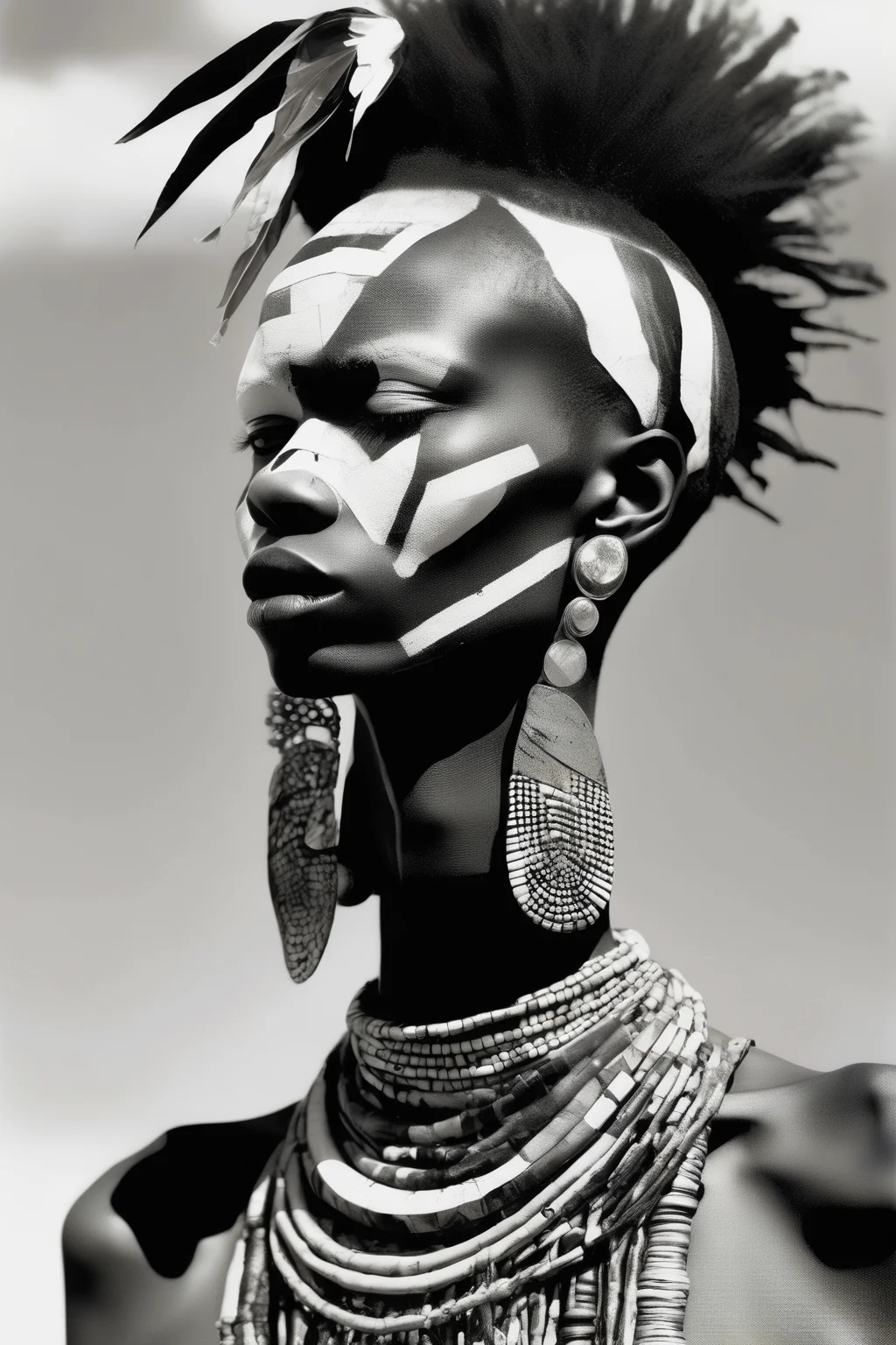 <lora:Zanele Muholi Style:1>Zanele Muholi Style - beautiful collage of hasselblad photography Omo Valley punk Vogue editorial