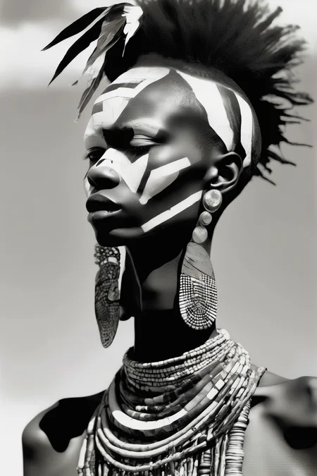 <lora:Zanele Muholi Style:1>Zanele Muholi Style - beautiful collage of hasselblad photography Omo Valley punk Vogue editorial