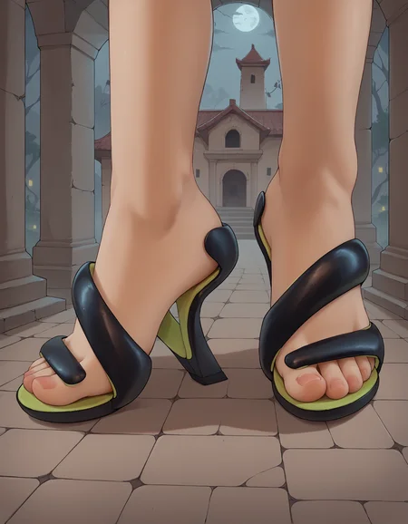 score_9, score_8_up, score_7_up, score_6_up, source_anime,
lower body, foot focus,
1girl,
standing, (from side:0.8), feet apart,
m0jito heels,
temple, ruins, fog, night, dark, spotlight,
embedding:zPDXLrl ,
embedding:zPDXL2 ,