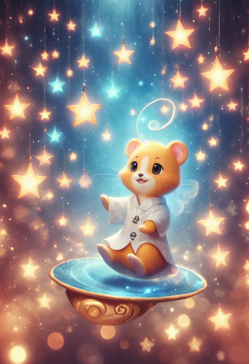 <lora:Dreamstar_Pony:1>,
Masterpiece, score_9, score_8_up, dreamstar, cute hamster, wearing a tiny alchemist robe, sitting at a table with (glowing potions:1.2) floating in the air, stars softly glowing around, playful and focused expression, magical alchemy lab, solo, warm and magical light, whimsical and fun scene