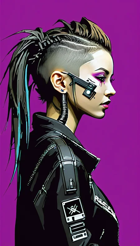 <lora:Everly_Heights_Character_Maker_Pony_XL:1> Side profile, female cyberpunk hacker girl