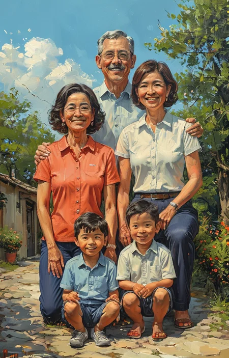 masterpiece,best quality,<lora:tbh5-sdxl:0.9>,illustration, portrait of family