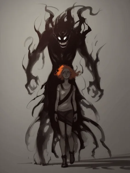 score_9, score_8_up, score_7_up, score_6_up, score_5_up, <lora:th3d4rkXLP:1> th3d4rk, darkness, shadow, 1girl, ginger hair, monochrome,