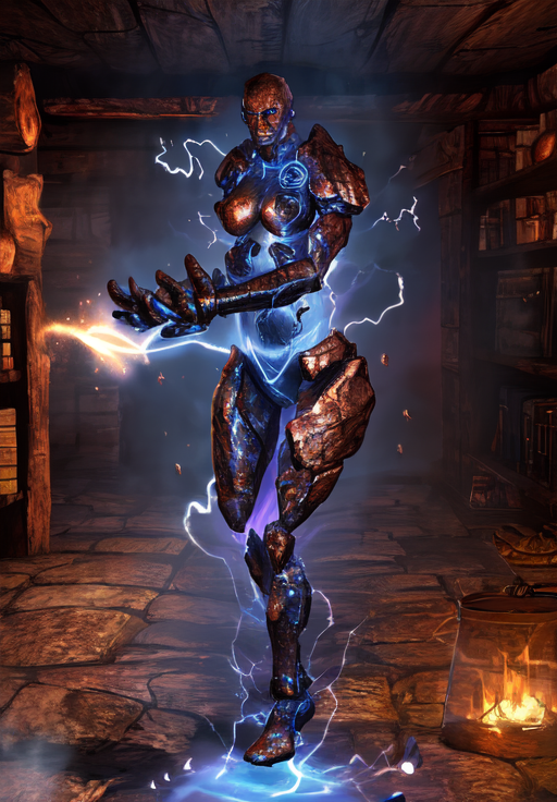 <lora:Storm_Atronach:0.8>, Storm_Atronach,, copper skin, (magical, magnificent, masterpiece:1.3), (trending on CGSociety, trending on pixiv, contest winner:1.3)
