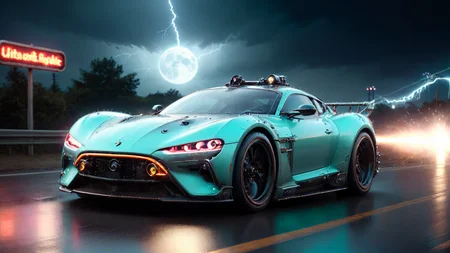 Hyperrealistic art a sci-fi future sportscar in random colors passing by, (camera from front:1.3), light speed, neon, flash, motion trail, (stars and a future City in the background:1.3), motion blur, epic visual effects, interstellar, flow, detailed, scifi, star blast, dark vibrant colors, cosmic art, stars in background, cinematic scene, lens flare, god rays, glow, glowneon, glowing, sparks, fullmoon night, stormy weather, lightning, ultra detailed , dramatic lighting, shallow depth of field detailed background, dark noir style, HDR, RAW, ray tracing reflections, sharp focus, ultra realistic
<lora:dreamcolor:0.3> <lora:style:0.3> <lora:EDG_-_Test_Lora:0.3> <lora:SDXLHighDetail_v5:1> <lora:LowRA:1> <lora:ste4mpunk:1> . Extremely high-resolution details, photographic, realism pushed to extreme, fine texture, incredibly lifelike