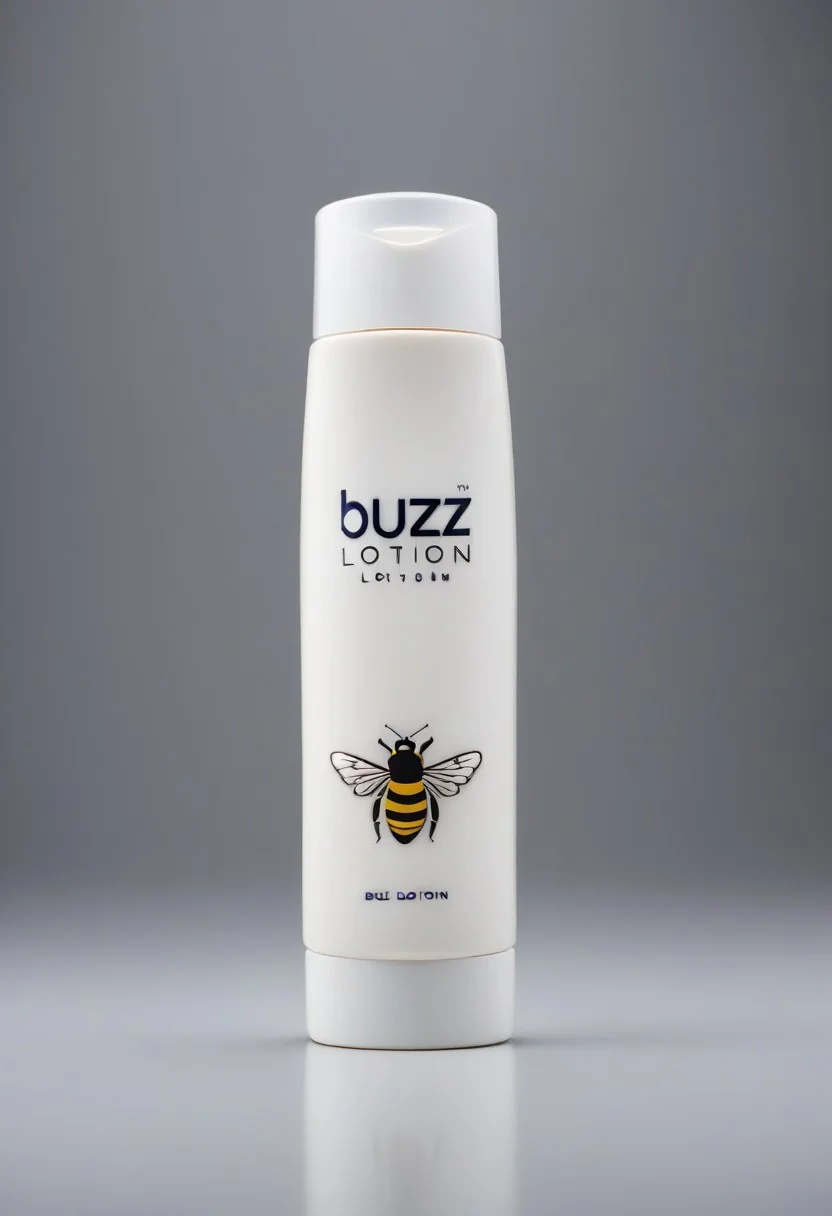 Unbranded lotion bottle with logo "Buzz Lotion"