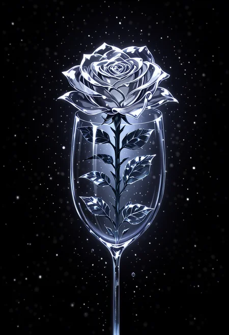 subonari, negiwo, nekomimipunks,
(very awa, masterpiece, best quality:1.2), general, lineart:1.2, genshin impact,
close-up,T plant focus, (glass rose:1.5), transparent rose, see-through rose, transparent object, see-through object, no humans, BREAK
iridescent:1.2, 1r1d3sc3nc3,chromatic abberation, light particles, black background, (shiny, abstract:0.7), underlighting:1.2,
<lora:NOOB_vp1_detailer_by_volnovik_v1:0.7> <lora:1r1d3sc3nc3XL:0,6> <lora:spo_sdxl_10ep_4k-data_lora_webui:1>