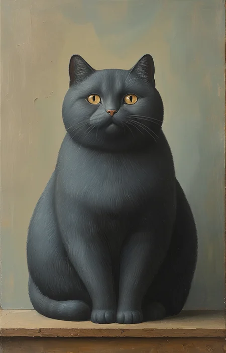 masterpiece,best quality,<lora:tbh145-sdxl:0.7>,cat,illustration,style of Fernando Botero,