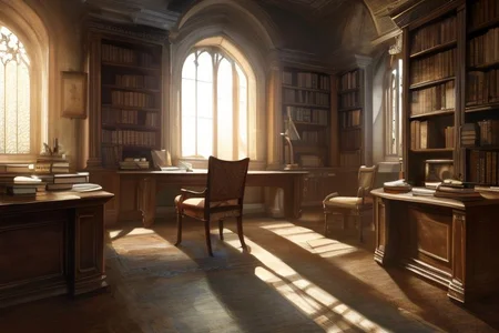 RAW photo, (masterpiece:1.3), subsurface scattering, heavy shadow, (high quality:1.4), (intricate, high detail:1.2), professional photography, HDR, High Dynamic Range, realistic, ultra realistic, photorealistic, high resolution, film photography, ambient lighting, atmospheric effects, <lora:detail_slider_v4:2>, OverallDetail, a scholar in an office, desk, books, shelves, FanStu, <lora:FantasyStudy-10:0.7>, epiCPhoto